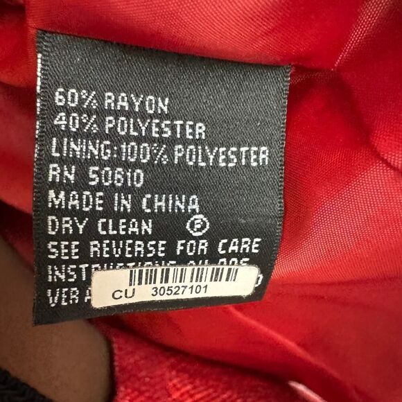 Vintage 90s Kasper Red-Orange Fringed Tweed Blazer & Skirt Suit Set, Size Medium - Picture 9 of 11